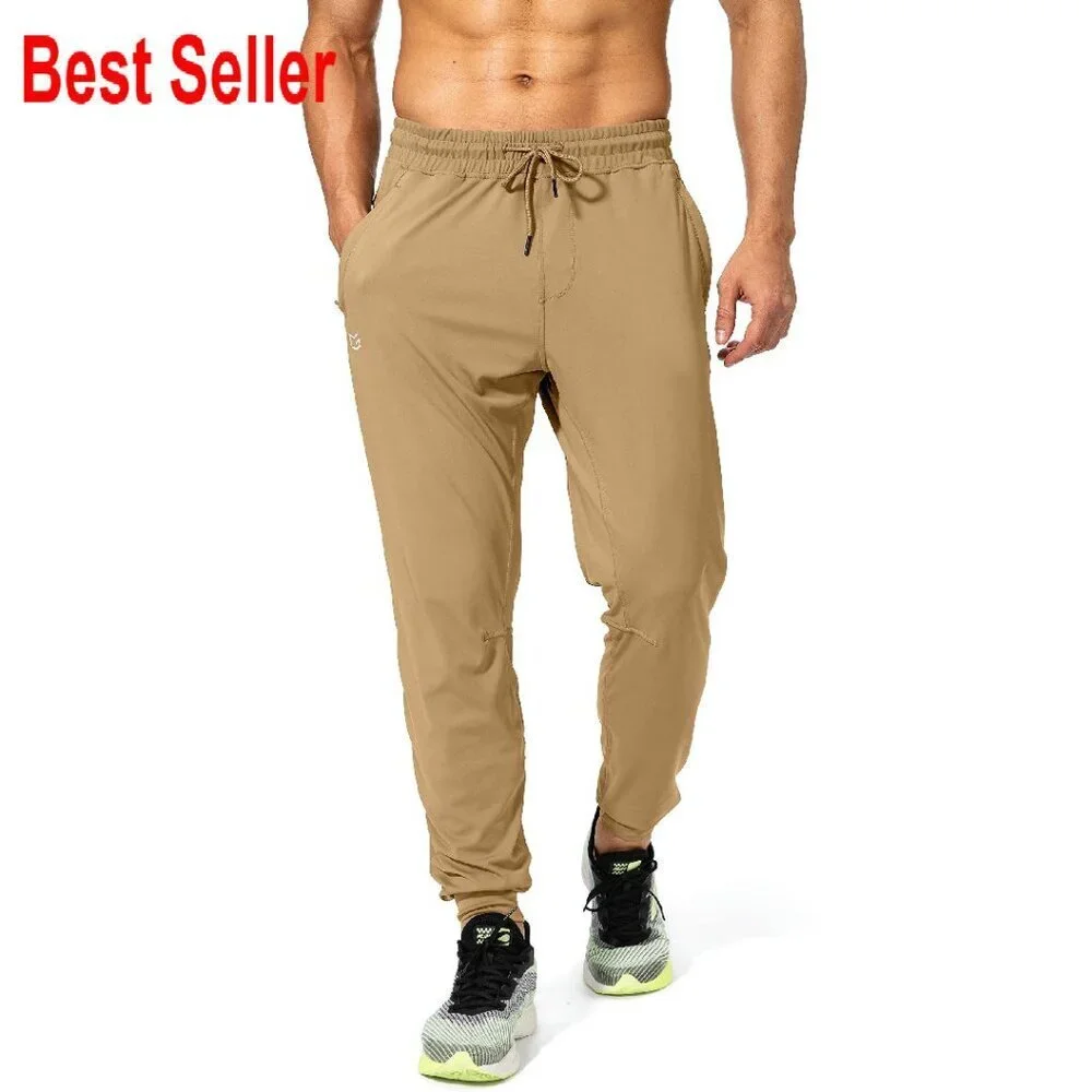 Men's Athletic Sweatpants with Zipper Pockets Tapered Fit Joggers